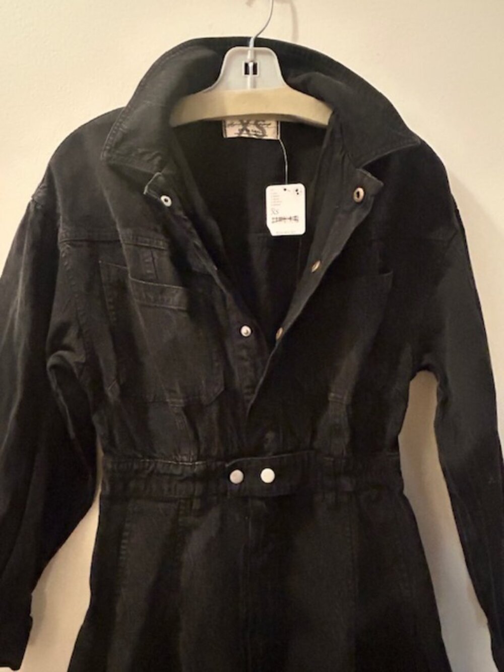 We the Free Free People Chain of Command Black Denim Fray Fitted Mini Dress NEW - Picture 5 of 16